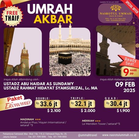 Umroh Akbar Plus Thaif - Paket Ekonomis