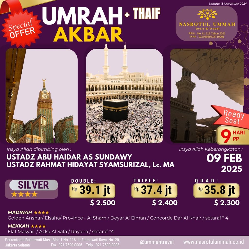 umrah akbar plus thaif paket silver